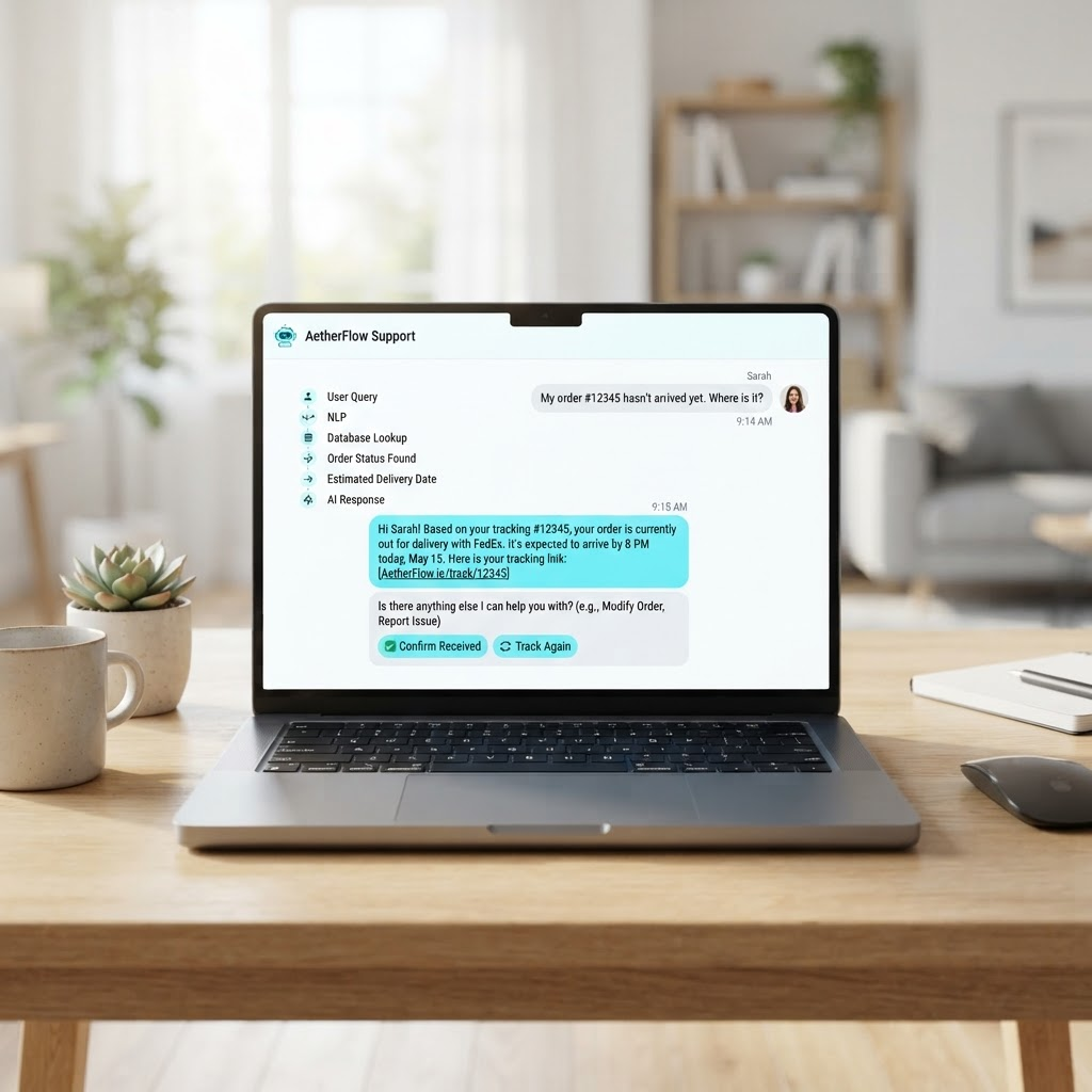 Interface de chatbot IA automatisant les demandes de support client