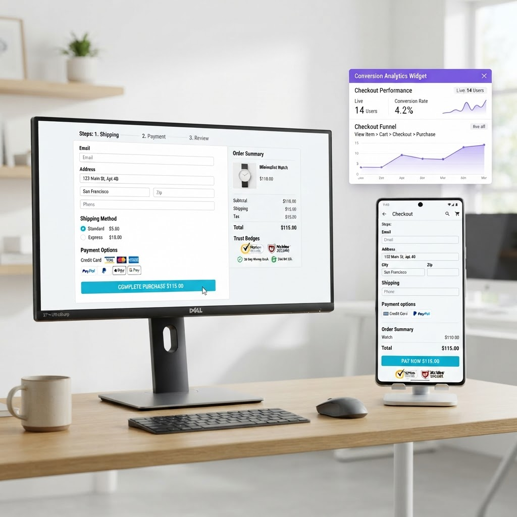 High-performance e-commerce checkout optimized for speed and conversion
