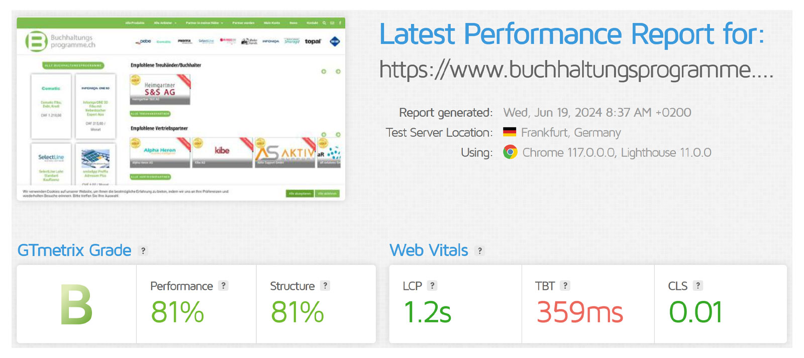 GTmetrix report for EDI GmbH