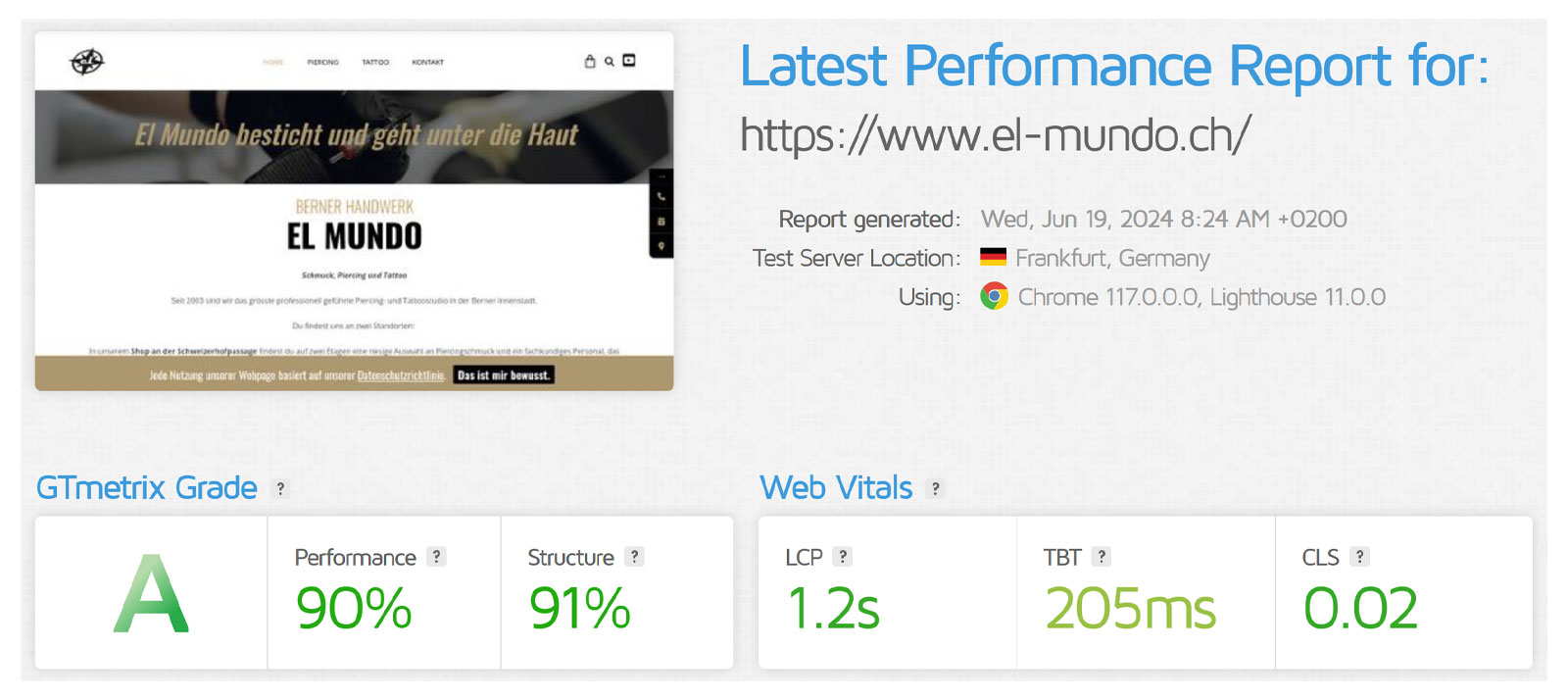 GTmetrix report for El Mundo